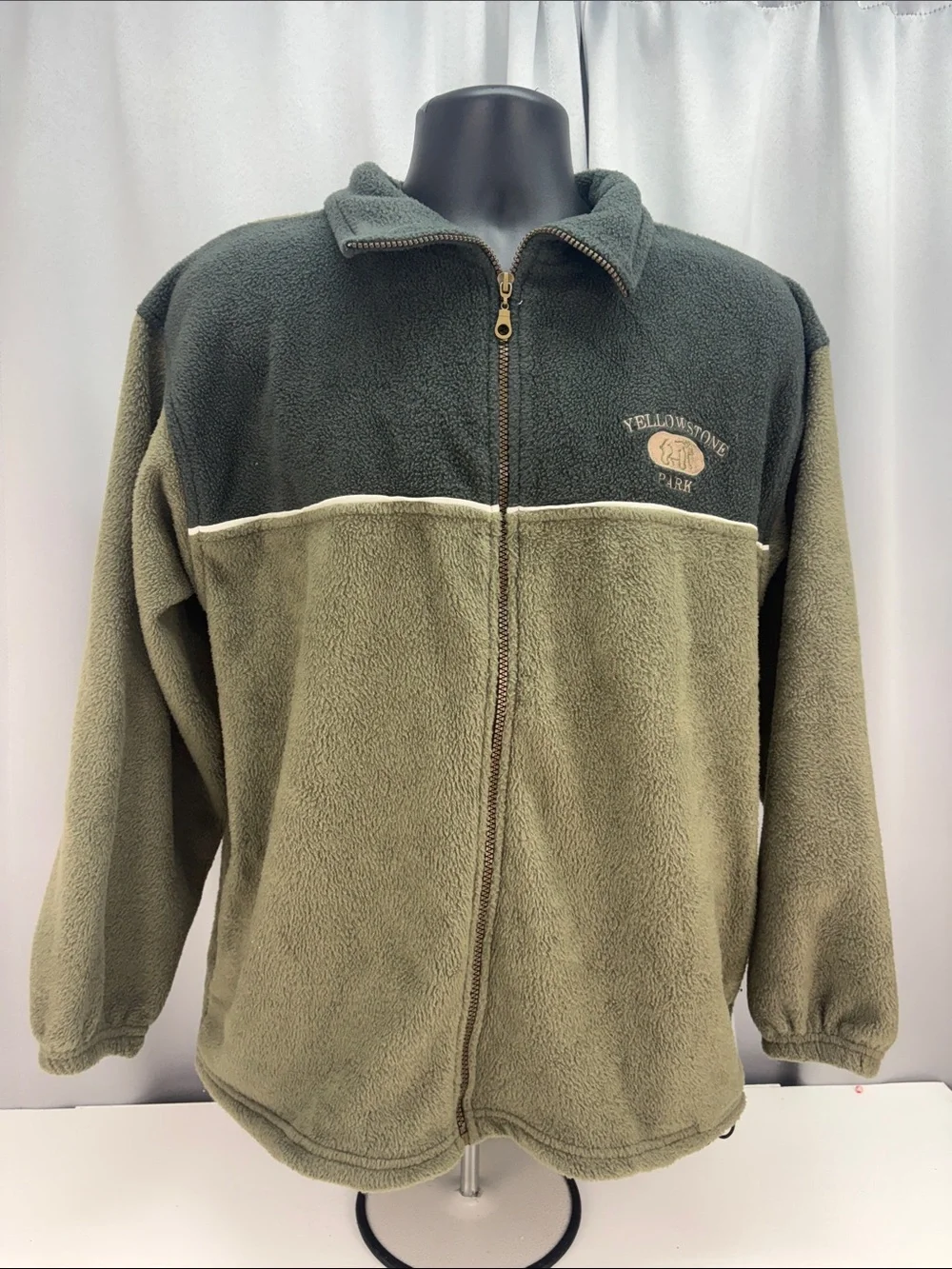 Tipsy Mens Fleece Jacket Large Yellow Stone Park